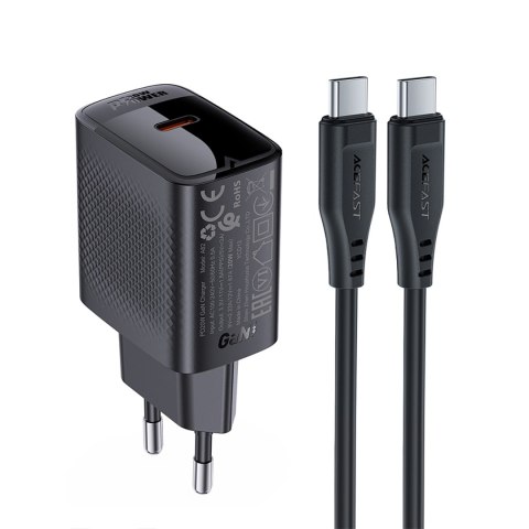 Ładowarka sieciowa A82 GaN USB-C PD 20W - czarna + kabel USB-C / USB-C Ładowarka sieciowa A82 GaN USB-C PD 20W - czarna + kabel USB-C / USB-C