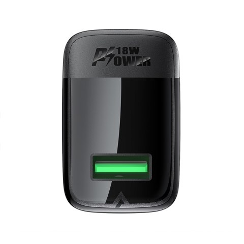 Ładowarka sieciowa A90 GaN USB-A QC 18W + kabel USB-C - czarna Ładowarka sieciowa A90 GaN USB-A QC 18W + kabel USB-C - czarna