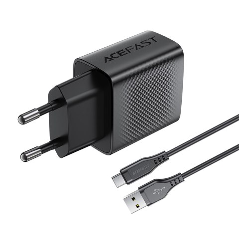 Ładowarka sieciowa A90 GaN USB-A QC 18W + kabel USB-C - czarna Ładowarka sieciowa A90 GaN USB-A QC 18W + kabel USB-C - czarna