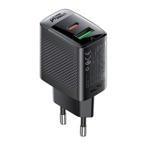 Ładowarka sieciowa A98 sieciowa GaN USB-A USB-C PD 30W - czarna Ładowarka sieciowa A98 sieciowa GaN USB-A USB-C PD 30W - czarna