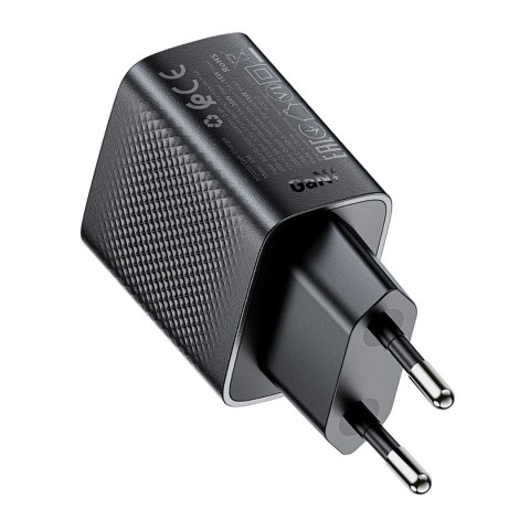 Ładowarka sieciowa A98 sieciowa GaN USB-A USB-C PD 30W - czarna Ładowarka sieciowa A98 sieciowa GaN USB-A USB-C PD 30W - czarna