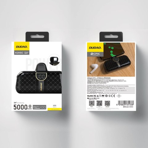 Mini powerbank 5000mAh do telefonu 2x USB-C - czarny Mini powerbank 5000mAh do telefonu 2x USB-C - czarny