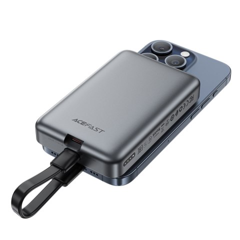 Powerbank magnetyczny 10000mAh indukcyjny 2x USB-C PD 30W + kabel USB-C - czarny