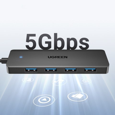 HUB rozdzielacz portu USB-A 3.0 na 4 porty USB-A 3.0 kabel 1m - czarny