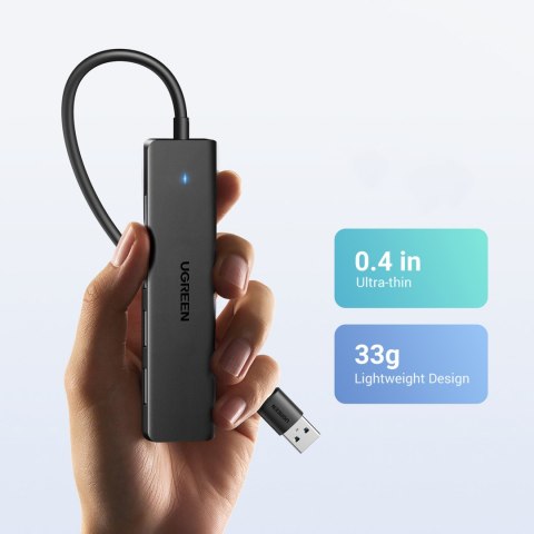HUB rozdzielacz portu USB-A 3.0 na 4 porty USB-A 3.0 kabel 1m - czarny