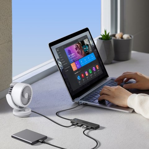 HUB rozdzielacz portu USB-A 3.0 na 4 porty USB-A 3.0 kabel 1m - czarny