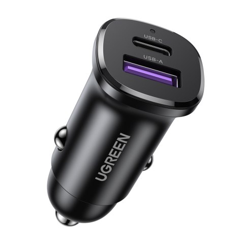 Ładowarka samochodowa USB-C USB-A 30W - czarna Ładowarka samochodowa USB-C USB-A 30W - czarna
