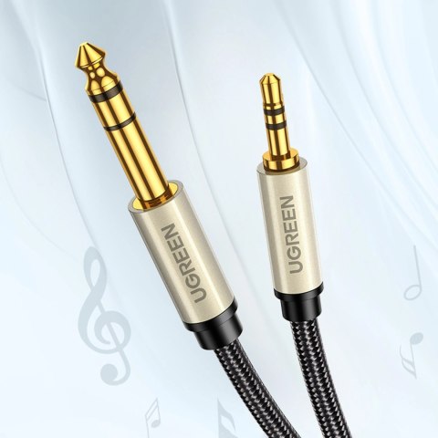 Kabel przewód audio TRS mini jack 3.5mm - jack 6.35mm 5m - szary