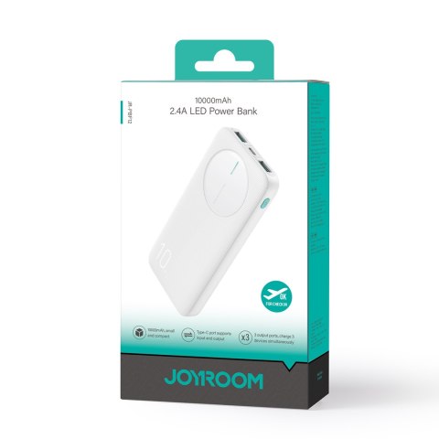 Powerbank JR-PBF12 10000mAh 2.4A 2x USB-A 1x USB-C - biały