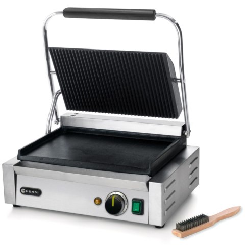 Kontakt grill kontaktowy PANINI góra ryflowana dół gładki 2200W - Hendi 263662 Kontakt grill kontaktowy PANINI góra ryflowana dół gładki 2200W - Hendi 263662