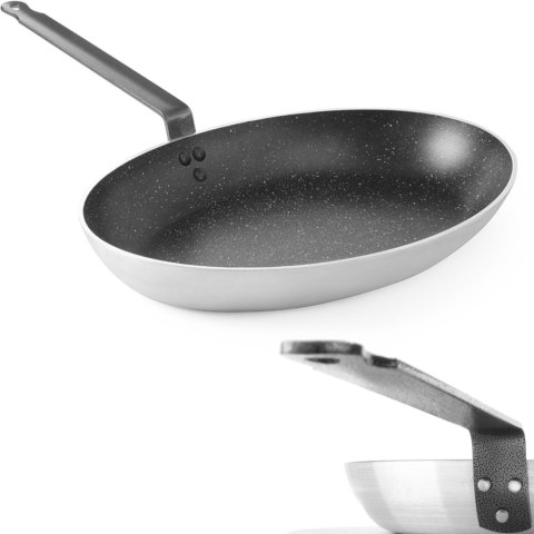 Patelnia do ryb z powłoką marmurkową owalna 280x400mm - Hendi 627716 Patelnia do ryb z powłoką marmurkową owalna 280x400mm - Hendi 627716