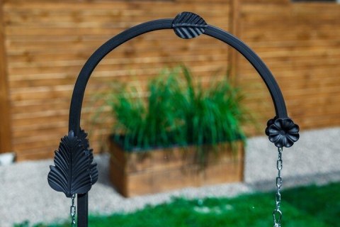 GRILL OGRODOWY na wysięgniku ŻURAW ruszt nierdzewny + palenisko + trójnóg