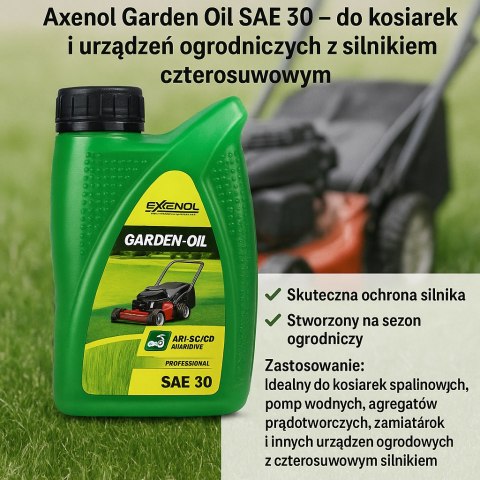 OLEJ SILNIKOWY DO KOSIARKI SPALINOWEJ 4-S 600ML AXENOL SAE30 OLEJ SILNIKOWY DO KOSIARKI SPALINOWEJ 4-S 600ML AXENOL SAE30