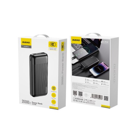 Powerbank K18 Pro 20000mAh USB-A / USB-C / Micro USB - czarny Powerbank K18 Pro 20000mAh USB-A / USB-C / Micro USB - czarny
