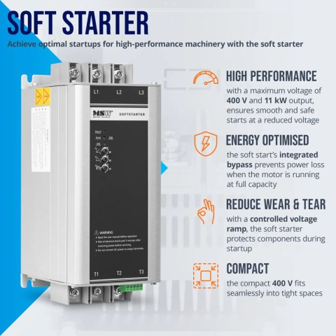 Soft starter do łagodnego rozruchu silników 25 A 11 kW 400 V