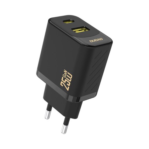 Szybka ładowarka sieciowa 25W USB-A USB-C - czarna Szybka ładowarka sieciowa 25W USB-A USB-C - czarna